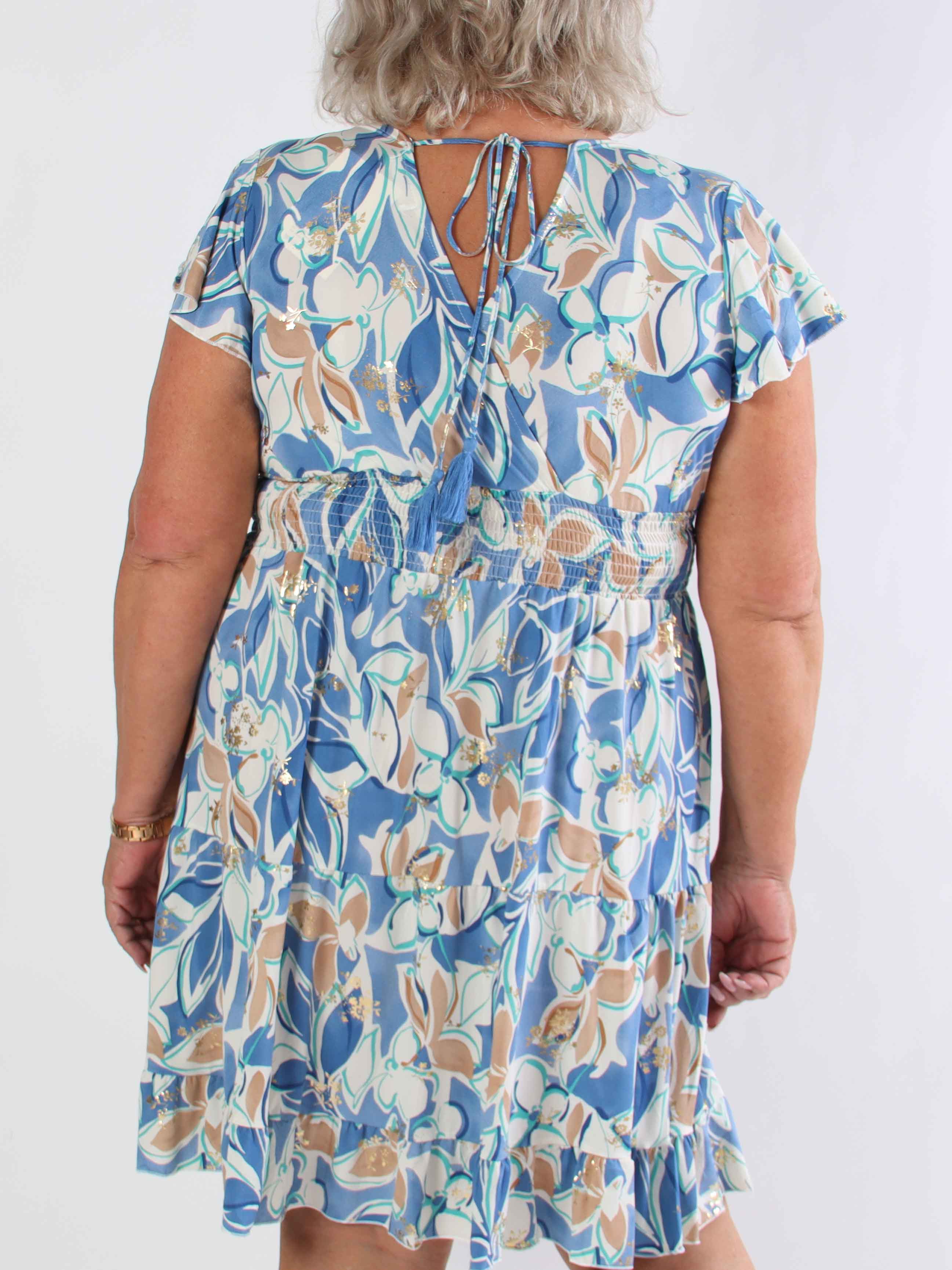 Palmira - Mønstret elastisk plus size kjole med lag på lag look